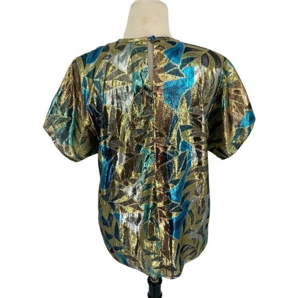 Helene St. Marie Vintage Metallic Short Sleeve Top Size Medium - Picture 7 of 7